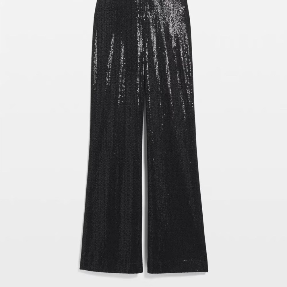 Sequin Wide-Leg Black Pants